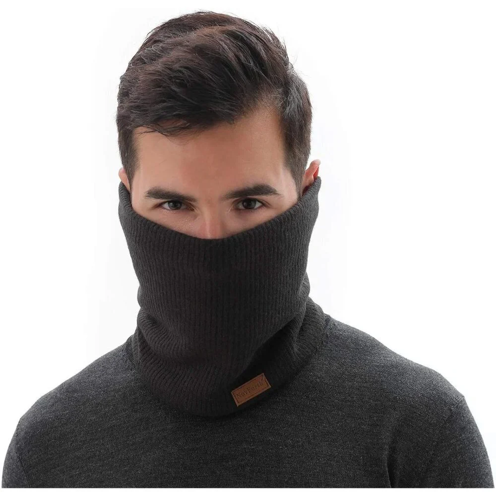 Men's Black Grey Red Winter Ski Neck Gaiter Face Scarf Fleece Windproof Scarves